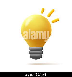 3d render icon illustration of a light bulb, trendy illustration Stock Vector