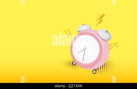 Alarm clock for sale banner or promotion in pastel color scheme background. Stock Vector