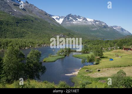 Hiking in Innerdalen, Norway in sunny summer day, Stock Photo
