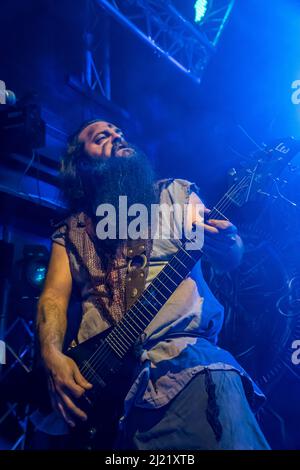 Music concert by the Basque band Incursed, at Sala Nazca in Madrid, on Friday, March 25, 2022. Stock Photo