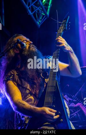 Music concert by the Basque band Incursed, at Sala Nazca in Madrid, on Friday, March 25, 2022. Stock Photo