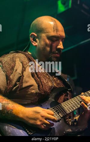 Music concert by the Basque band Incursed, at Sala Nazca in Madrid, on Friday, March 25, 2022. Stock Photo