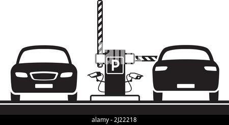 Plate recognition cameras at exit of car parking – vector illustration Stock Vector