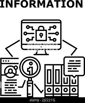 Researching information online icon Black line art vector in black and ...