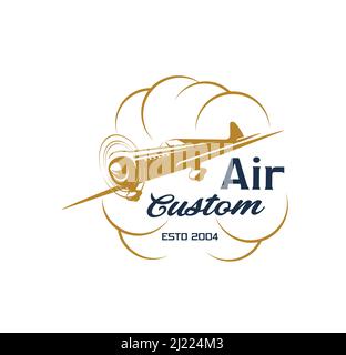 Retro airplane flying in the clouds. Air travel background Stock Vector ...