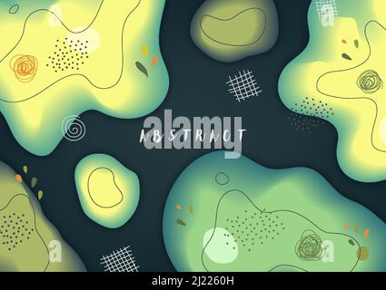 Abstract fluid shapes pattern design of organic green decorative. Summer style of minimal artwork background. Illustration vector Stock Vector