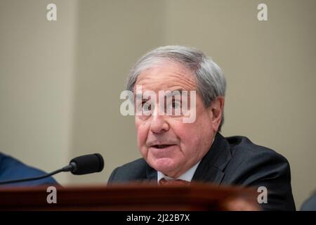 Washington, USA. 29th Mar, 2022. United States Representative John Yarmuth (Democrat of Kentucky), Chairman, US House Committee on the Budget offers comments as Office of Management and Budget Director Shalanda Young appears before a House Committee on the Budget hearing “The President's Fiscal Year 2023 Budget” in the Canon House Office Building in Washington, DC, Tuesday, March 29, 2022. (Photo by Rod Lamkey/Pool/Sipa USA) Credit: Sipa USA/Alamy Live News Stock Photo