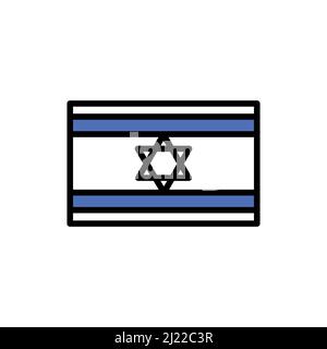 Flag of Israel line color icon. Isolated vector element. Outline pictogram for web page, mobile app, promo Stock Vector
