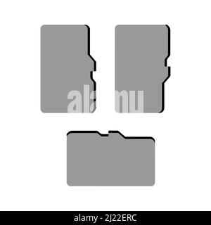 Micro sd card vector icon. Digital memory storage card sdxc microchip for camera, gadget. Portable computer device memory silhouette template closeup. Stock Vector