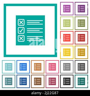 Questionnaire paper solid flat color icons with quadrant frames on white background Stock Vector