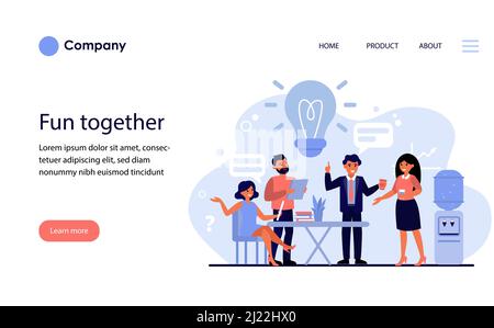Colleagues making decision at meeting. Business team discussing strategy in office flat vector illustration. Business idea concept for banner, website Stock Vector