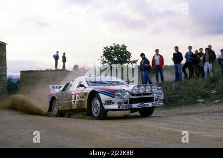 Attilio Bettega (ITA) Maurizio Perissinot (ITA) Lancia Rally 037 GrB Martini Racing Stock Photo