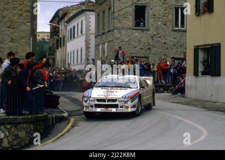 Attilio Bettega (ITA) Maurizio Perissinot (ITA) Lancia Rally 037 GrB Martini Racing Stock Photo