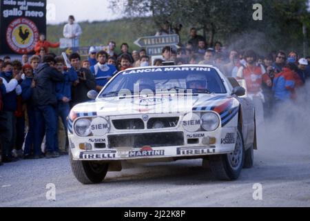 Attilio Bettega (ITA) Maurizio Perissinot (ITA) Lancia Rally 037 GrB Martini Racing Stock Photo