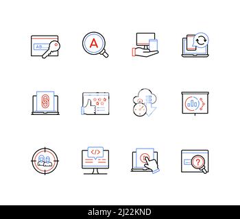 Internet and online data - line design style icons Stock Vector
