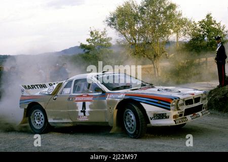 Attilio Bettega (ITA) Maurizio Perissinot (ITA) Lancia Rally 037 GrB Martini Racing Stock Photo