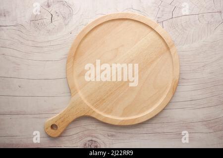 wooden chopping board on a table top view  Stock Photo