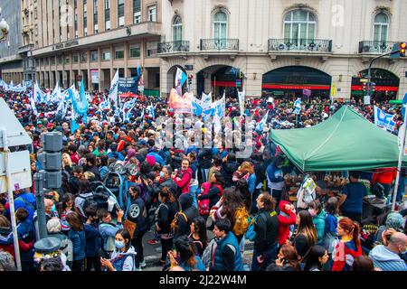 March for Memorial Day. 46 years after the coup by the civic-military dictatorship in Argentina, Memory, Truth and Justice are demanded. Stock Photo