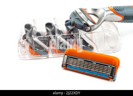 Shaving machine on a white background. Razor Blade Shaving Isolate Stock Photo
