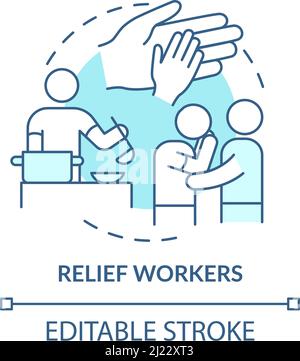 Relief workers turquoise concept icon Stock Vector