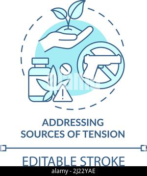 Addressing sources of tension turquoise concept icon Stock Vector