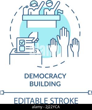 Democracy building turquoise concept icon Stock Vector