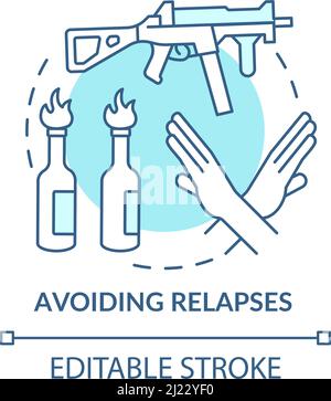 Avoiding relapses turquoise concept icon Stock Vector