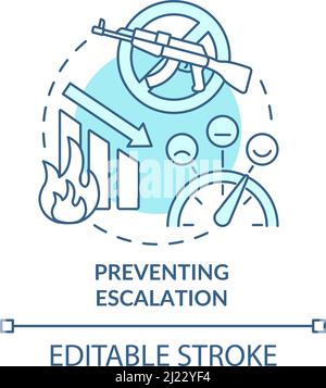 Preventing escalation turquoise concept icon Stock Vector