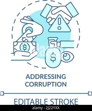 Addressing corruption turquoise concept icon Stock Vector