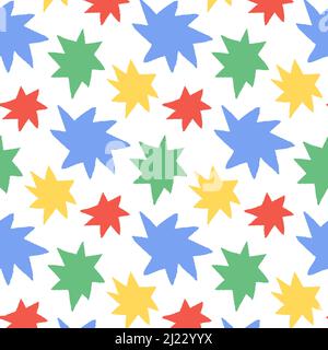 Hand drawn vector illustration of star bursting boom pattern. Explosion color comic shapes. Stock Photo