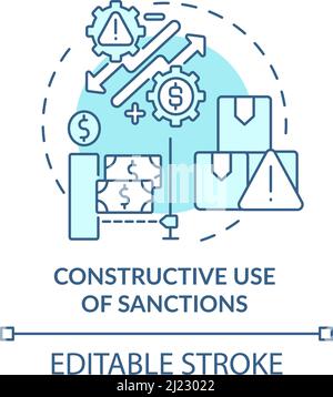 Constructive use of sanctions turquoise concept icon Stock Vector