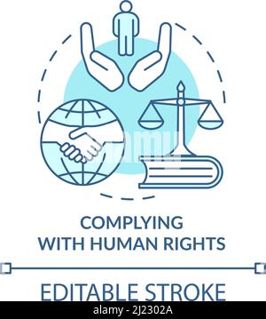 Complying with human rights turquoise concept icon Stock Vector