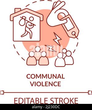 Communal violence terracotta concept icon Stock Vector