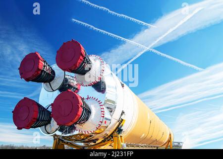 The spacecraft is on its way to the launch pad. Elements of this image furnished by NASA Stock Photo