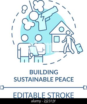 Building sustainable peace turquoise concept icon Stock Vector