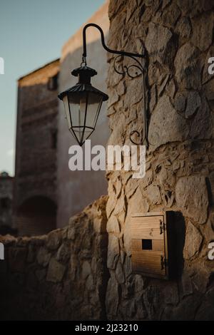 old mailbox on stone wall, nostalgic photo Stock Photo