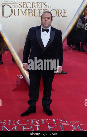 Dan Fogler arrives for the World Premiere of Fantastic Beasts: The Secrets of Dumbledore at the Royal Festival Hall in London. Picture date: Tuesday March 29, 2022. Stock Photo