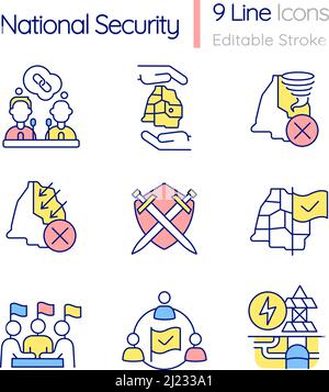National security RGB color icons set Stock Vector