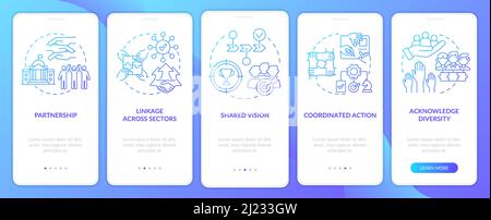 ILAP blue gradient onboarding mobile app screen Stock Vector