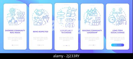 Reasons for participation blue gradient onboarding mobile app screen Stock Vector