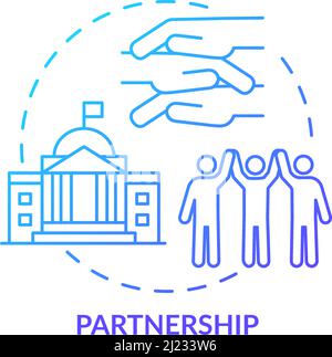 Partnership blue gradient concept icon Stock Vector