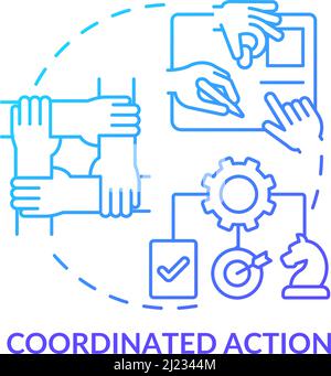 Coordinated action blue gradient concept icon Stock Vector