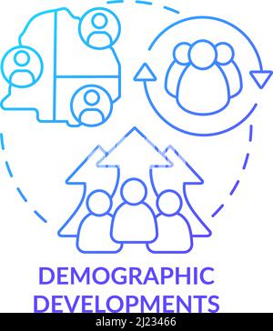 Demographic developments blue gradient concept icon Stock Vector