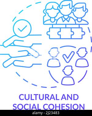 Cultural and social cohesion blue gradient concept icon Stock Vector