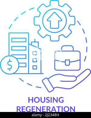 Housing regeneration blue gradient concept icon Stock Vector