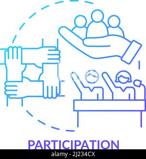Participation blue gradient concept icon Stock Vector