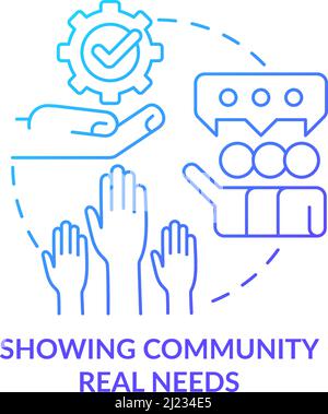 Showing community real needs blue gradient concept icon Stock Vector