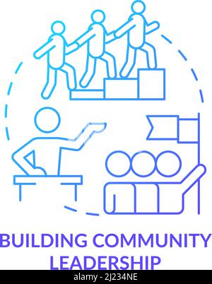 Building community leadership blue gradient concept icon Stock Vector