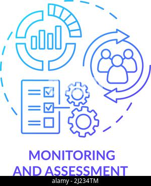 Monitoring and assessment blue gradient concept icon Stock Vector