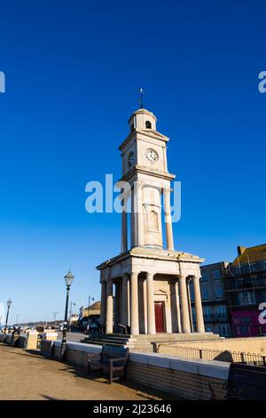 The clock tower on the promenade, Herne Bay, Kent, England. Memorial to the fallen of the 2nd Boer War. Stock Photo